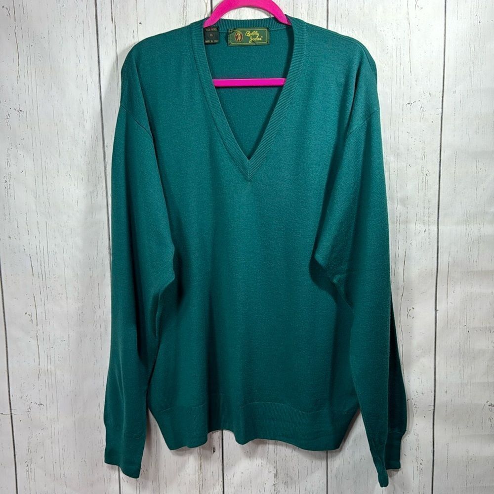 Vintage Bobby Jones Italian 100% Wool V Neck Sweater Preppy Grandpa Size XL